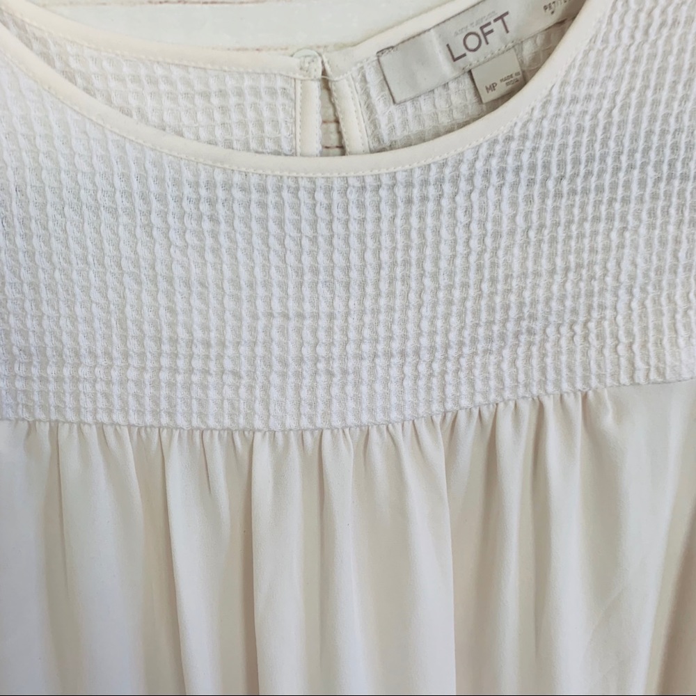 Loft Off White Basic Blouse Size Mp Petite - image 4